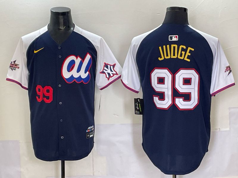 Men 2025 New York Yankees #99 Judge Drak Blue white All star Nike MLB Jersey style 52